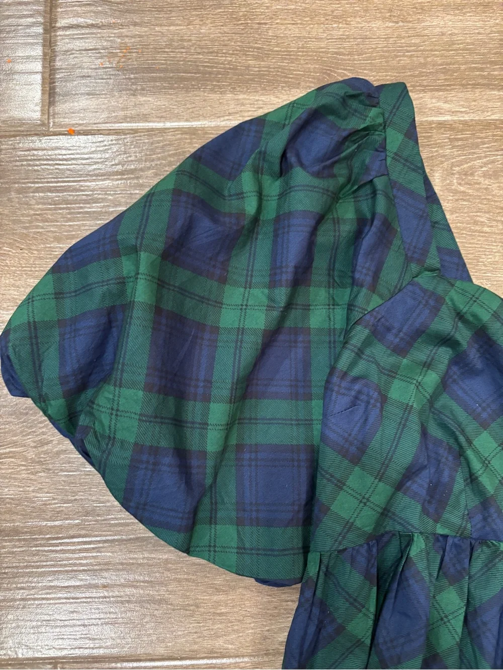 Old Navy & Green Plaid Puff-Sleeve Peplum Top Holiday Festive Sz XL Christmas